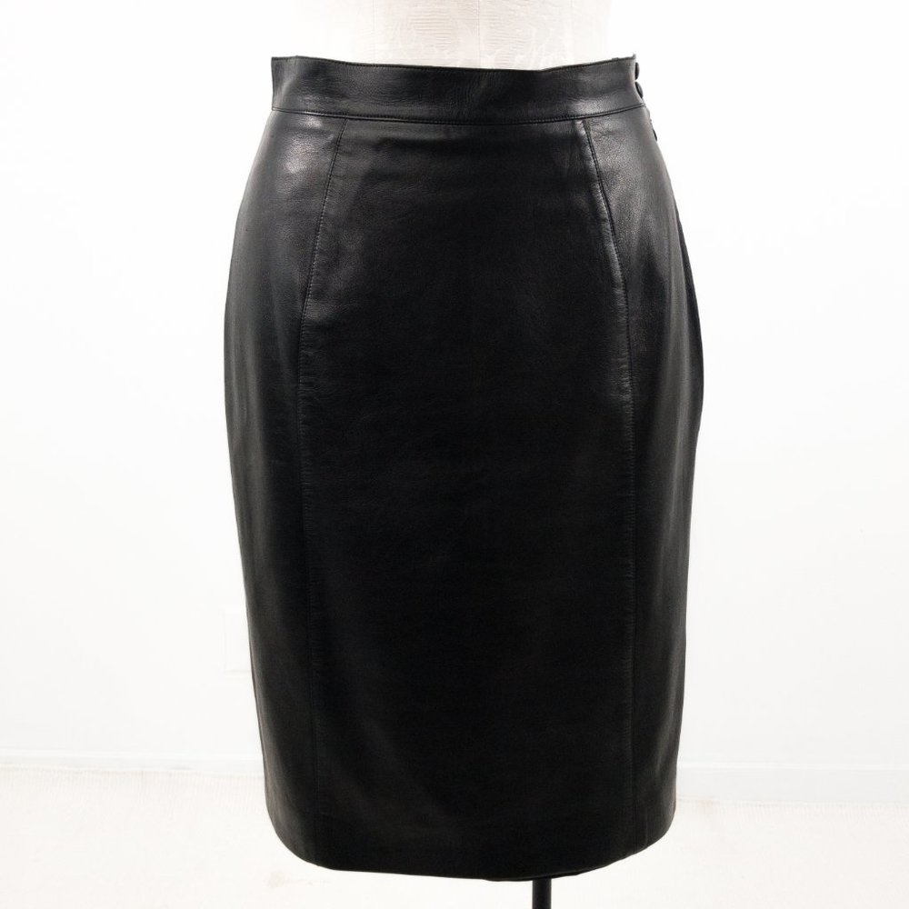 Thierry Mugler 8 Vintage 90s Leather Pencil Skirt